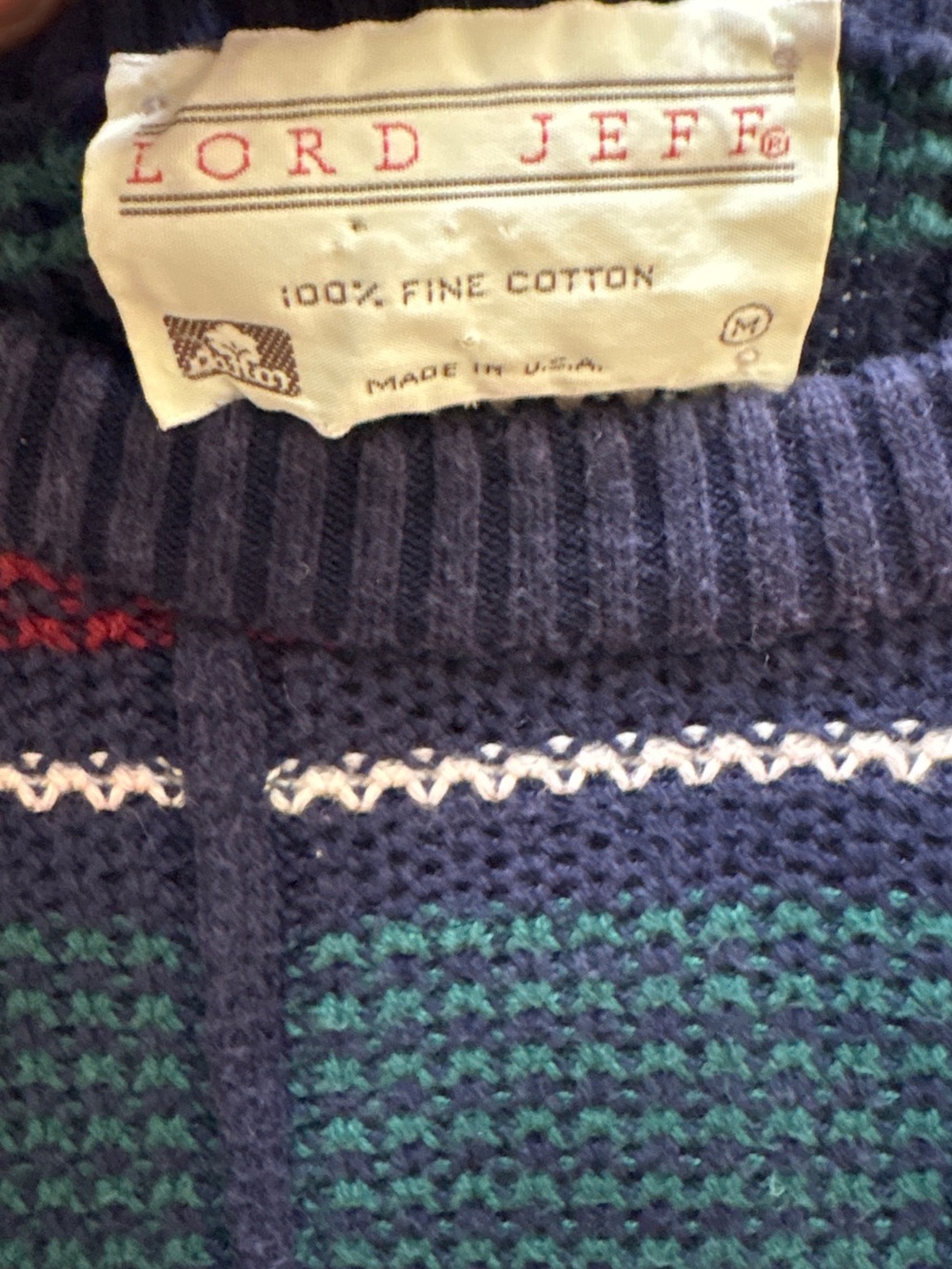 Vintage Lord Jeff Sweater Mens Medium Maroon and Green Squares Geometric - Picture 5 of 6